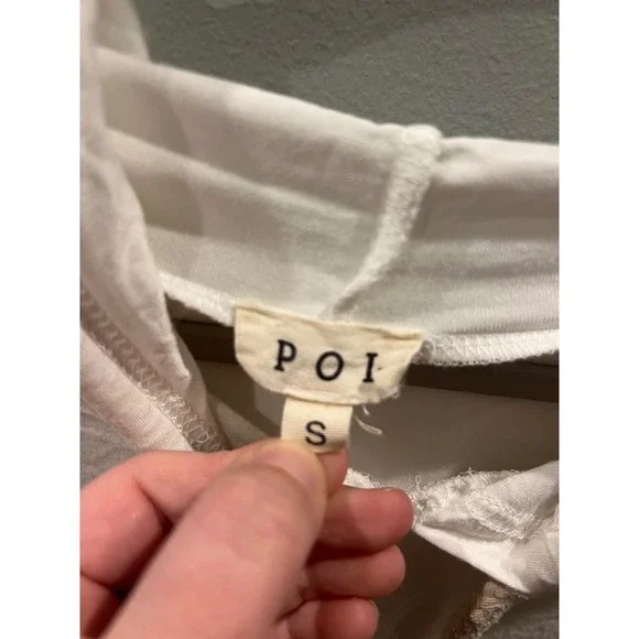 POL Hoodie Rope Drawstring White Pullover Top Whimsical Sleeve Women's Size: S - Picture 5 of 6